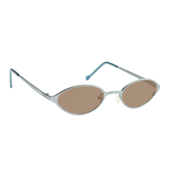Burberry '90s Silver Metal Oval Frame Sunglasses with Brown Lenses