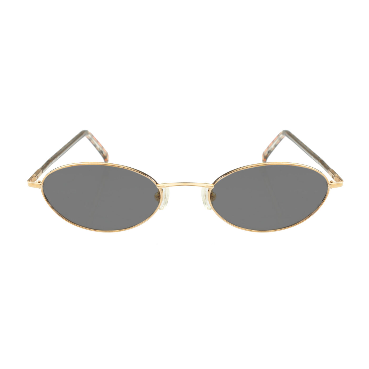 Burberry '90s Check Gold Oval Frame Sunglasses with Black Lenses - Image 2