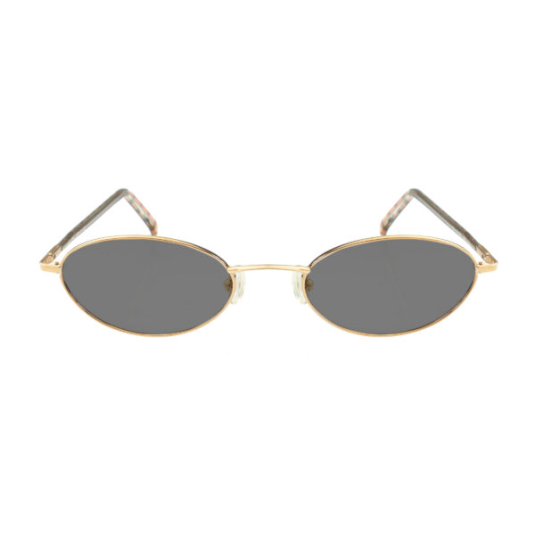 Burberry '90s Check Gold Oval Frame Sunglasses with Black Lenses - Image 2