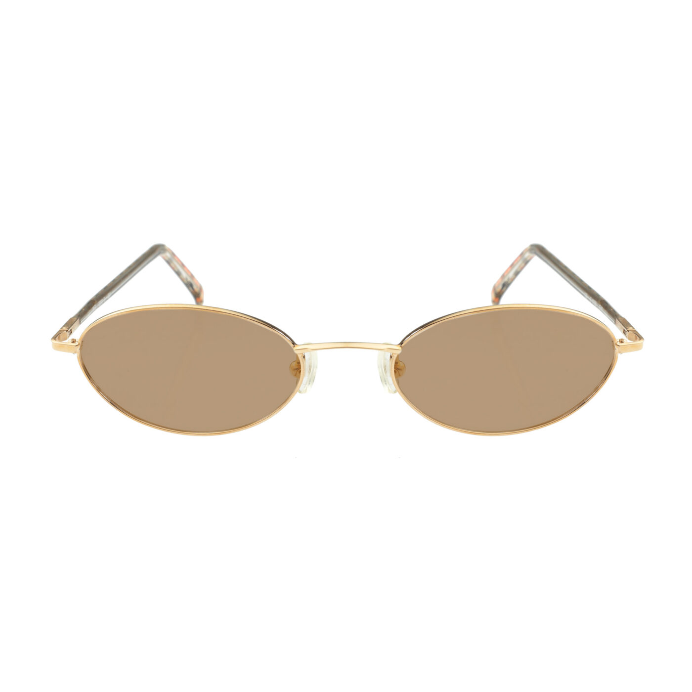 Burberry '90s Check Gold Oval Frame Sunglasses with Brown Lenses - Image 2