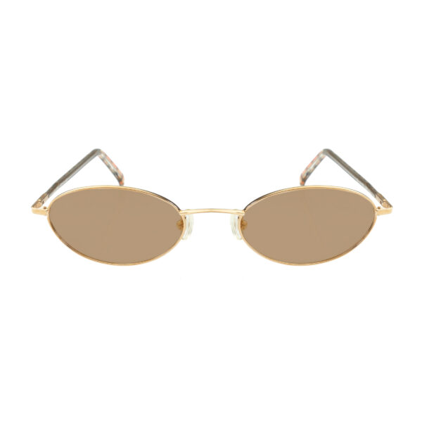 Burberry '90s Check Gold Oval Frame Sunglasses with Brown Lenses - Image 2