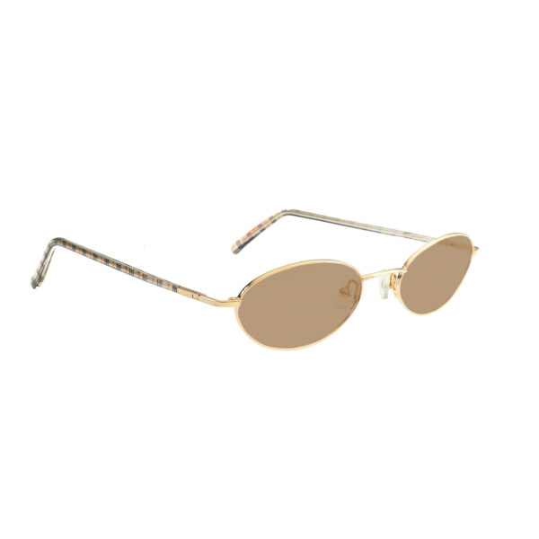 Burberry '90s Check Gold Oval Frame Sunglasses with Brown Lenses