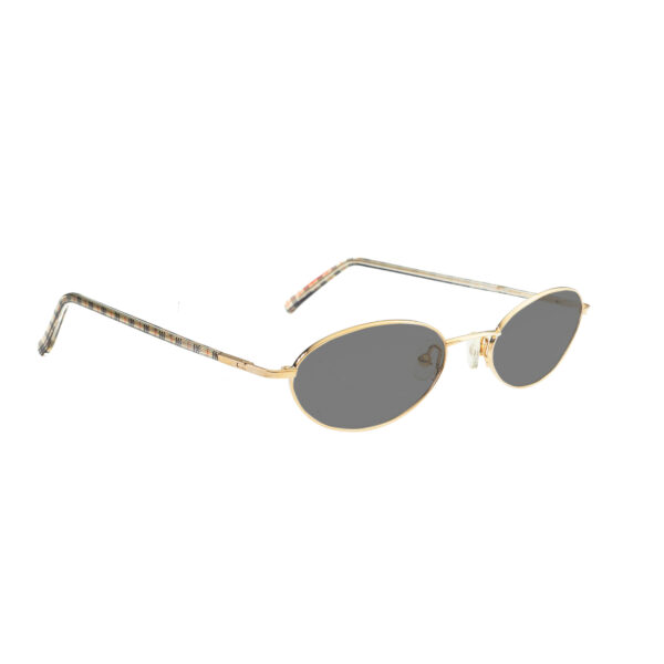 Burberry '90s Check Gold Oval Frame Sunglasses with Black Lenses