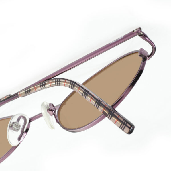 Burberry '90s Purple Check Oval Frame Sunglasses with Brown Lenses - Image 3
