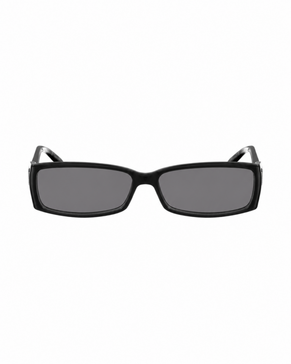 Dior ’00s Classic Rectangular Black Sunglasses with Cut Outs & Black Lenses - Image 3