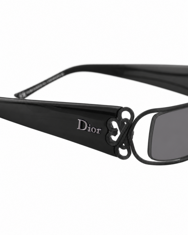 Dior SS2008 Black Sunglasses with Abstract Details on Temples & Black Lenses - Image 2