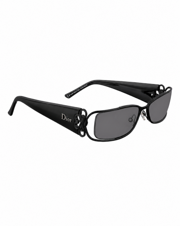 Dior SS2008 Black Sunglasses with Abstract Details on Temples & Black Lenses