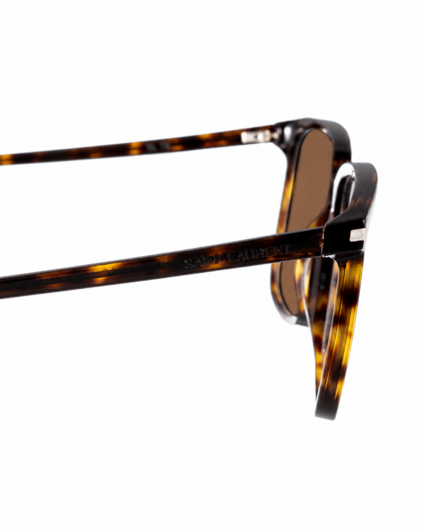 Saint Laurent 00s Black Havana Nerd Oversize Sunglasses with Brown Lenses - Image 3