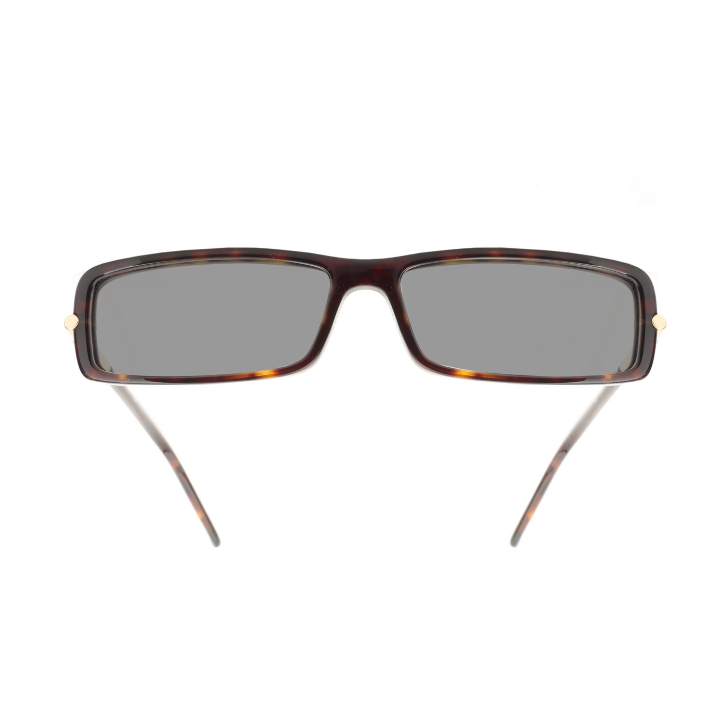 Diesel '00s Gold Signature Havana Brown Recatngular Sunglasses with Black Lenses - Image 2