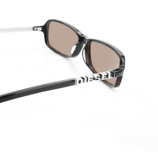 Diesel '00s Silver Signature Black Rectngular Sunglasses with Brown Lenses - Image 3