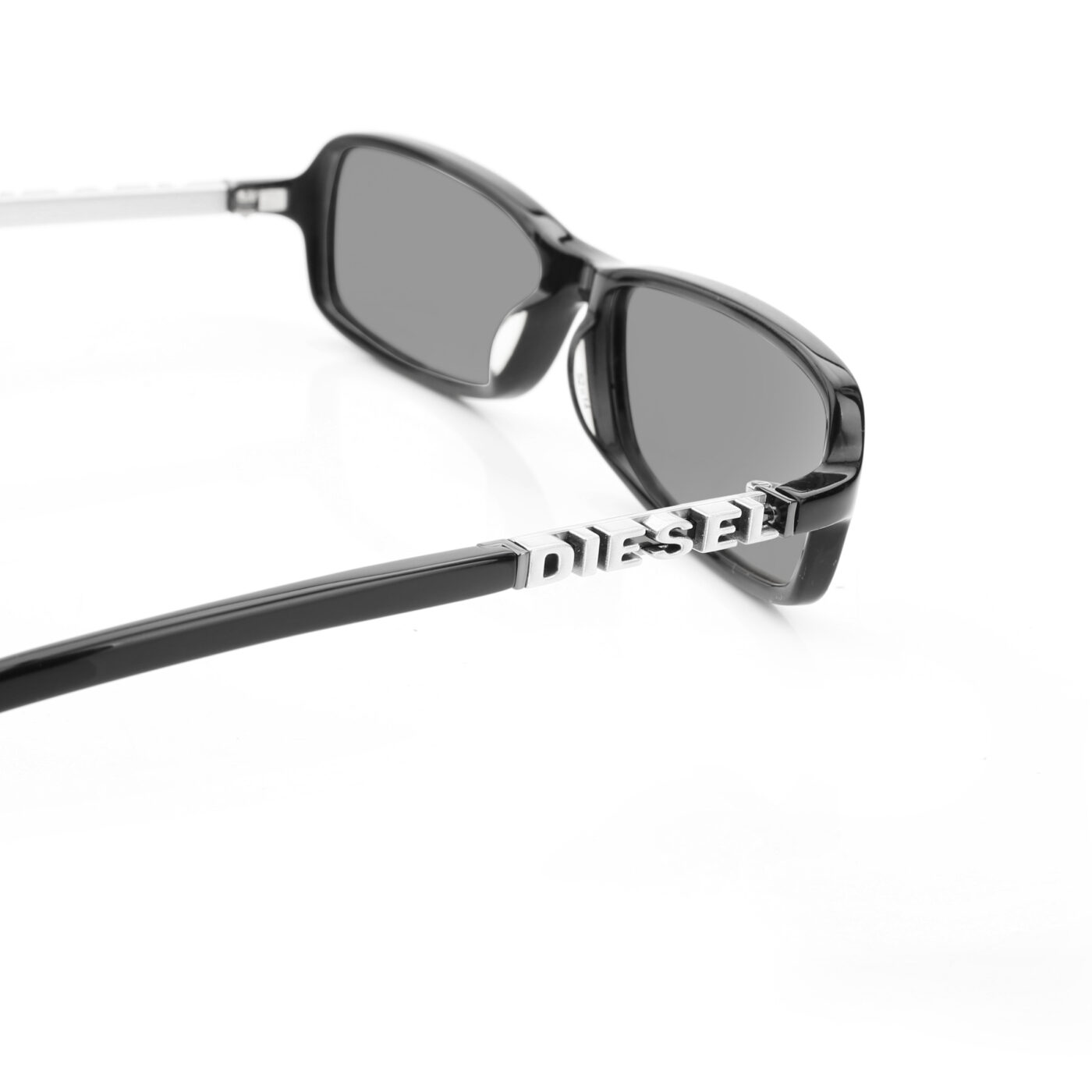 Diesel '00s Silver Signature Black Rectngular Sunglasses with Black Lenses - Image 3