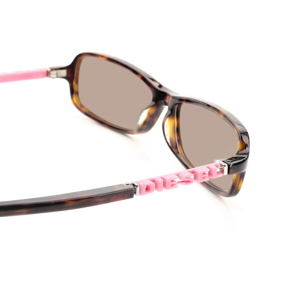 Diesel '00s Pink Signature Havana Brown Recatngular Sunglasses with Brown Lenses - Image 3
