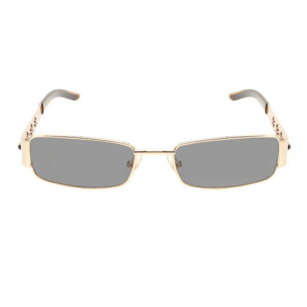 Diesel '00s Gold Perforated Rectangular Sunglasses with Black Lenses - Image 2