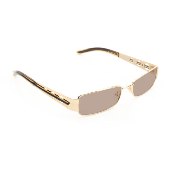 Diesel '00s Gold Perforated Rectangular Sunglasses with Brown Lenses