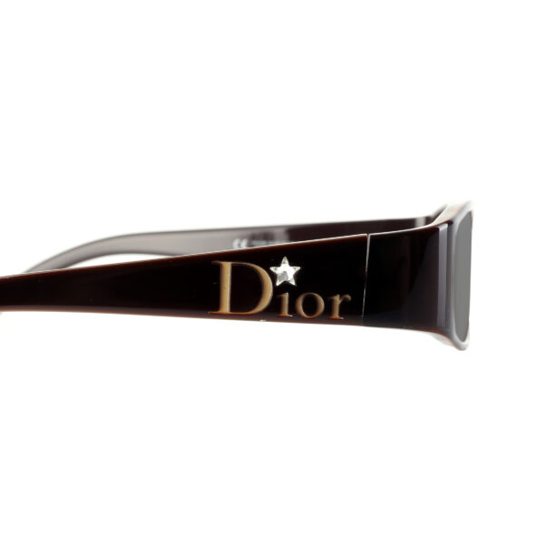 Christian Dior '00s Brown Crystal Star Flat Sunglasses with Black Lenses - Image 3