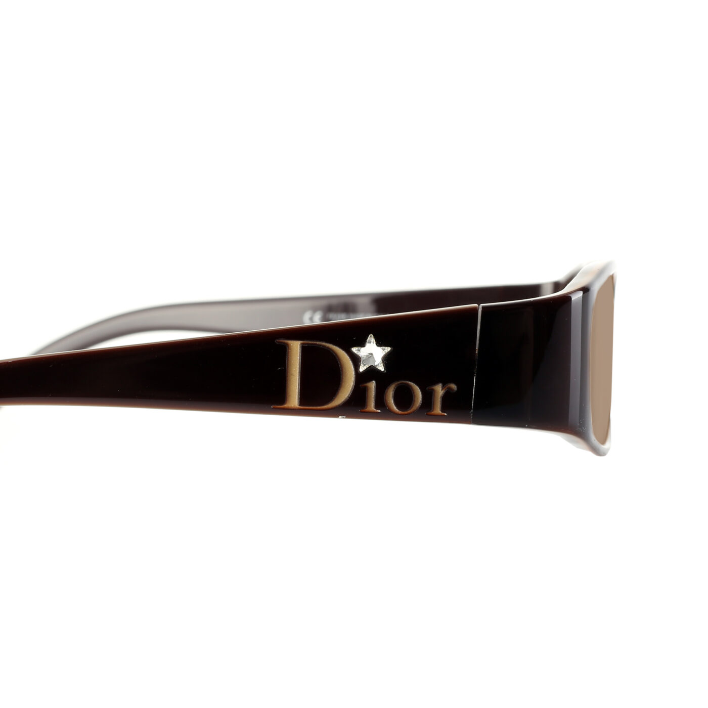 Christian Dior '00s Brown Crystal Star Flat Sunglasses with Brown Lenses - Image 3