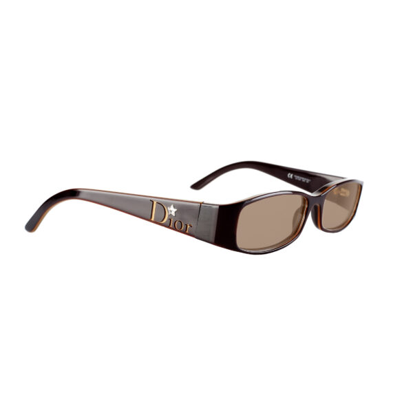Christian Dior '00s Brown Crystal Star Flat Sunglasses with Brown Lenses