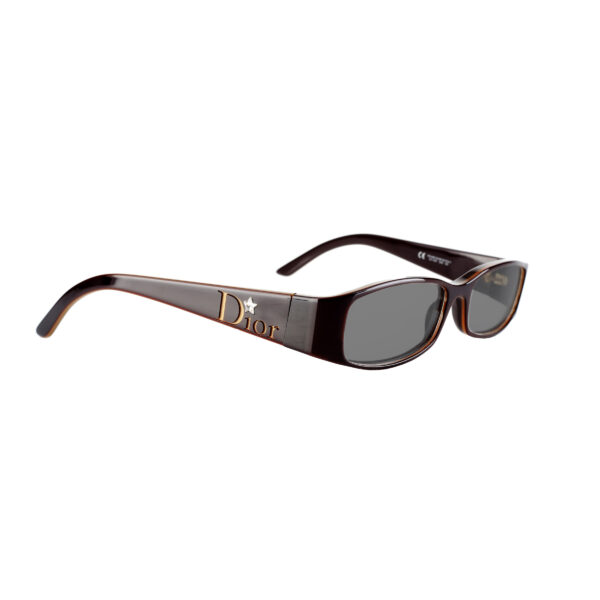 Christian Dior '00s Brown Crystal Star Flat Sunglasses with Black Lenses