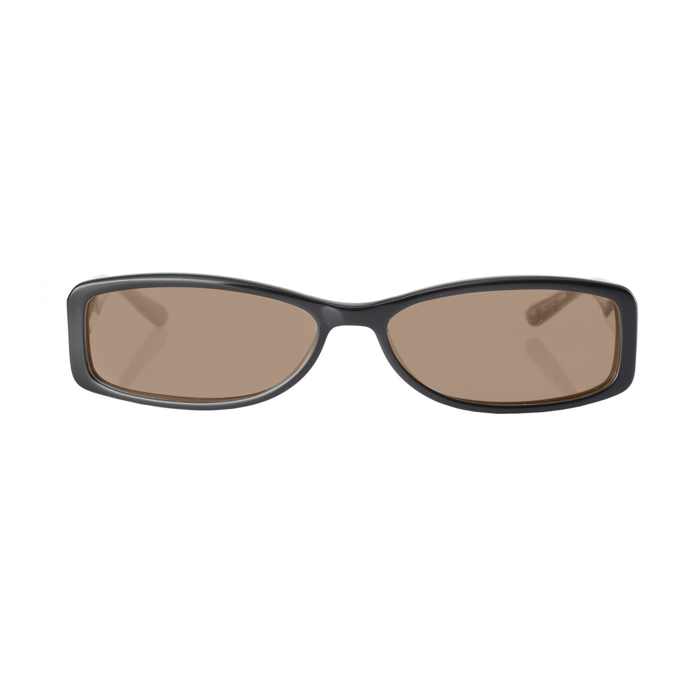 Christian Dior '90s Lock Detail Black Rectangular Sunglasses with Brown Lenses - Image 2