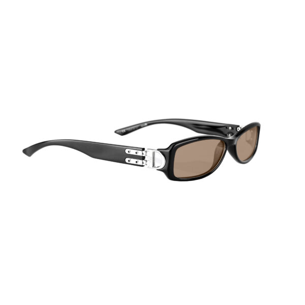 Christian Dior '90s Lock Detail Black Rectangular Sunglasses with Brown Lenses