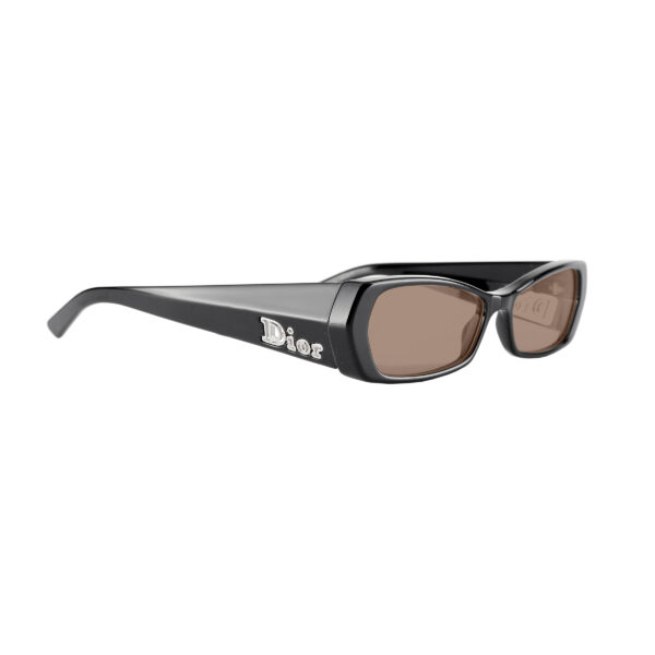 Christian Dior '00s Black Wide Plastic Frame Sunglasses with Brown Lenses