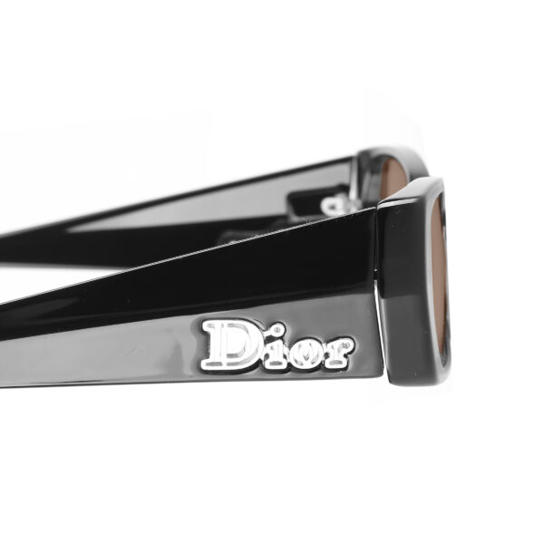Christian Dior '00s Black Wide Plastic Frame Sunglasses with Brown Lenses - Image 3