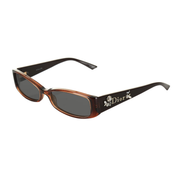 Christian Dior SS2008 Crystal Flowers Plastic Brown Sunglasses with Black Lenses