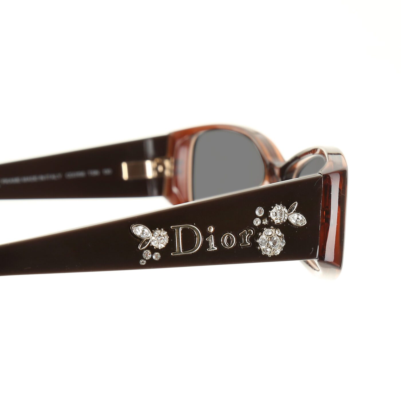 Christian Dior SS2008 Crystal Flowers Plastic Brown Sunglasses with Black Lenses - Image 3