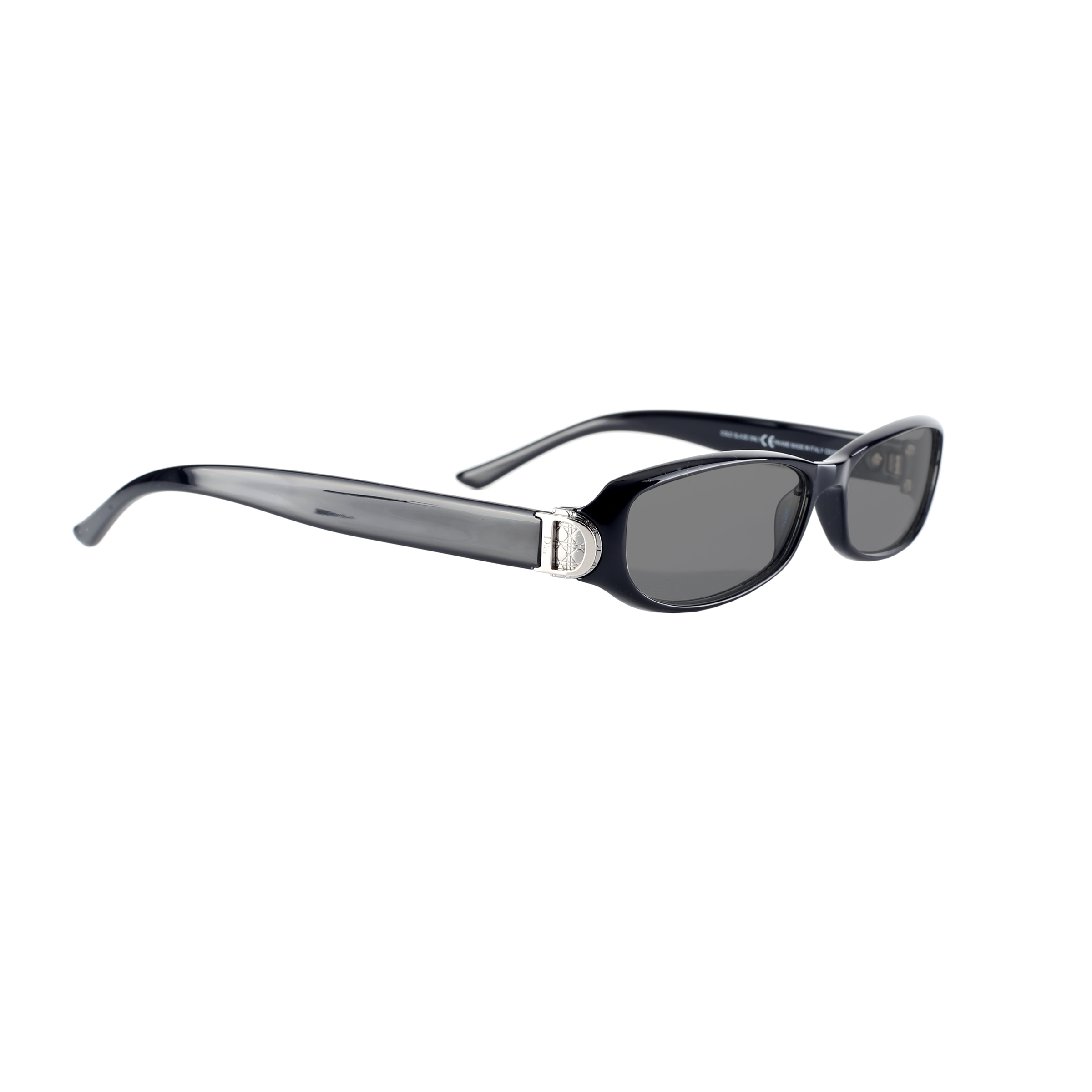 DIOR CD3171 (2) Christian Dior '90s Black & Silver Plastic Signature Sunglasses with Black Lenses - Image 1