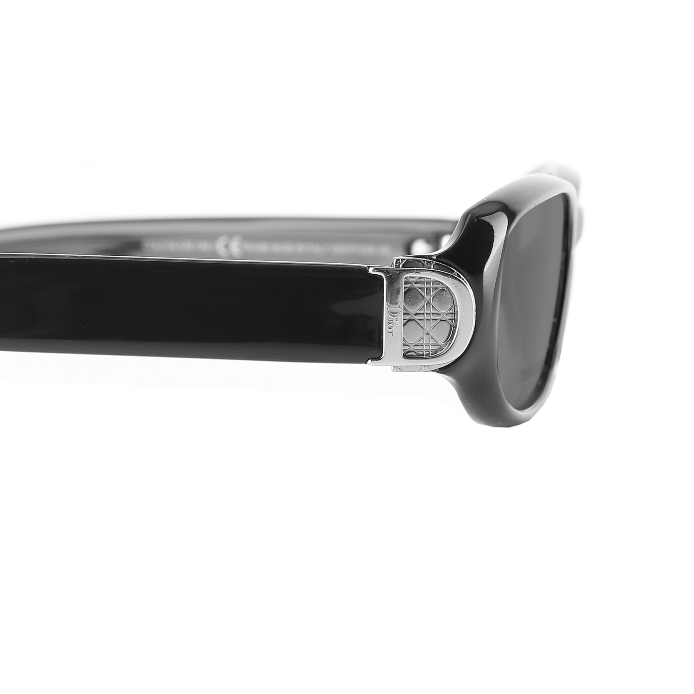 Christian Dior '90s Black & Silver Plastic Signature Sunglasses with Black Lenses - Image 2