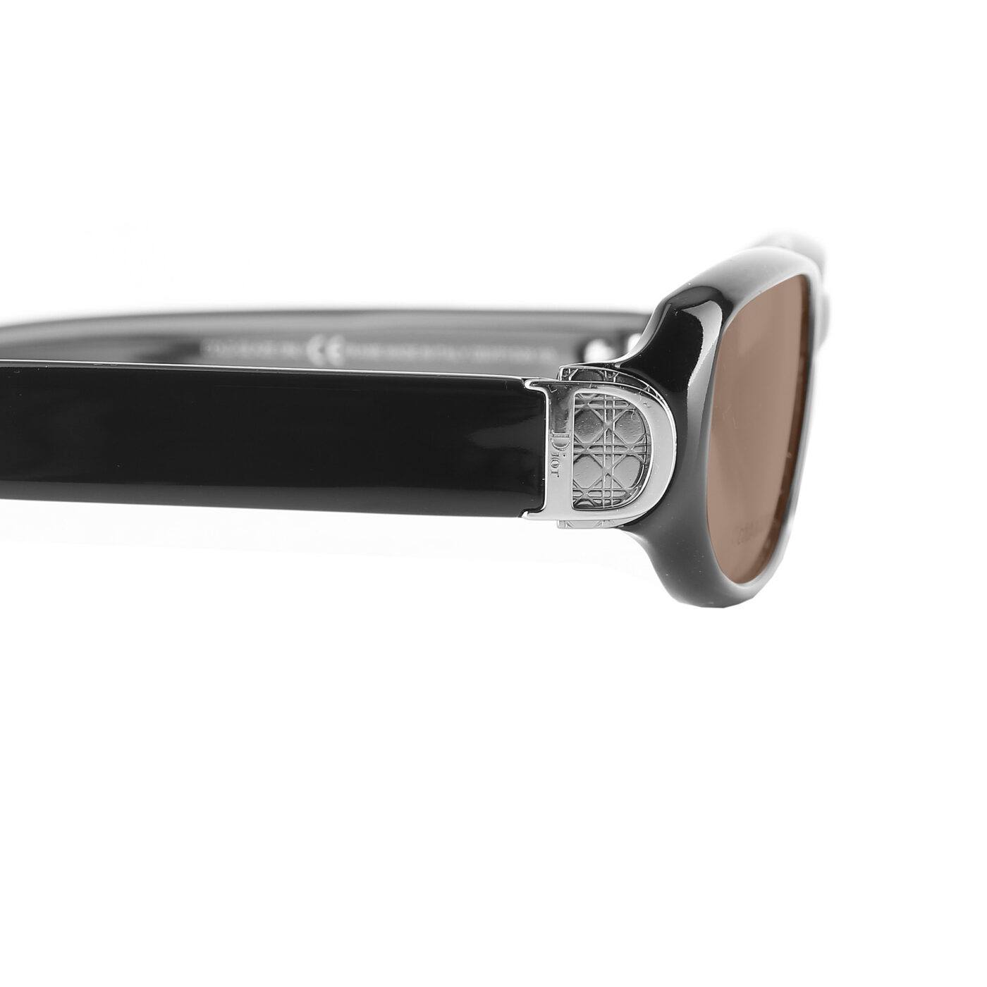 Christian Dior '90s Black & Silver Plastic Signature Sunglasses with Brown Lenses - Image 2