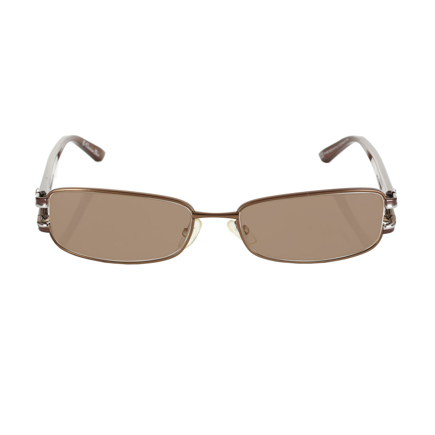Christian Dior '90s Crystal Brown Rectangular Frame Sunglasses with Brown Lenses - Image 2