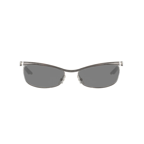 Christian Dior '00s Silver Rectangular Sunglasses with Black Lenses