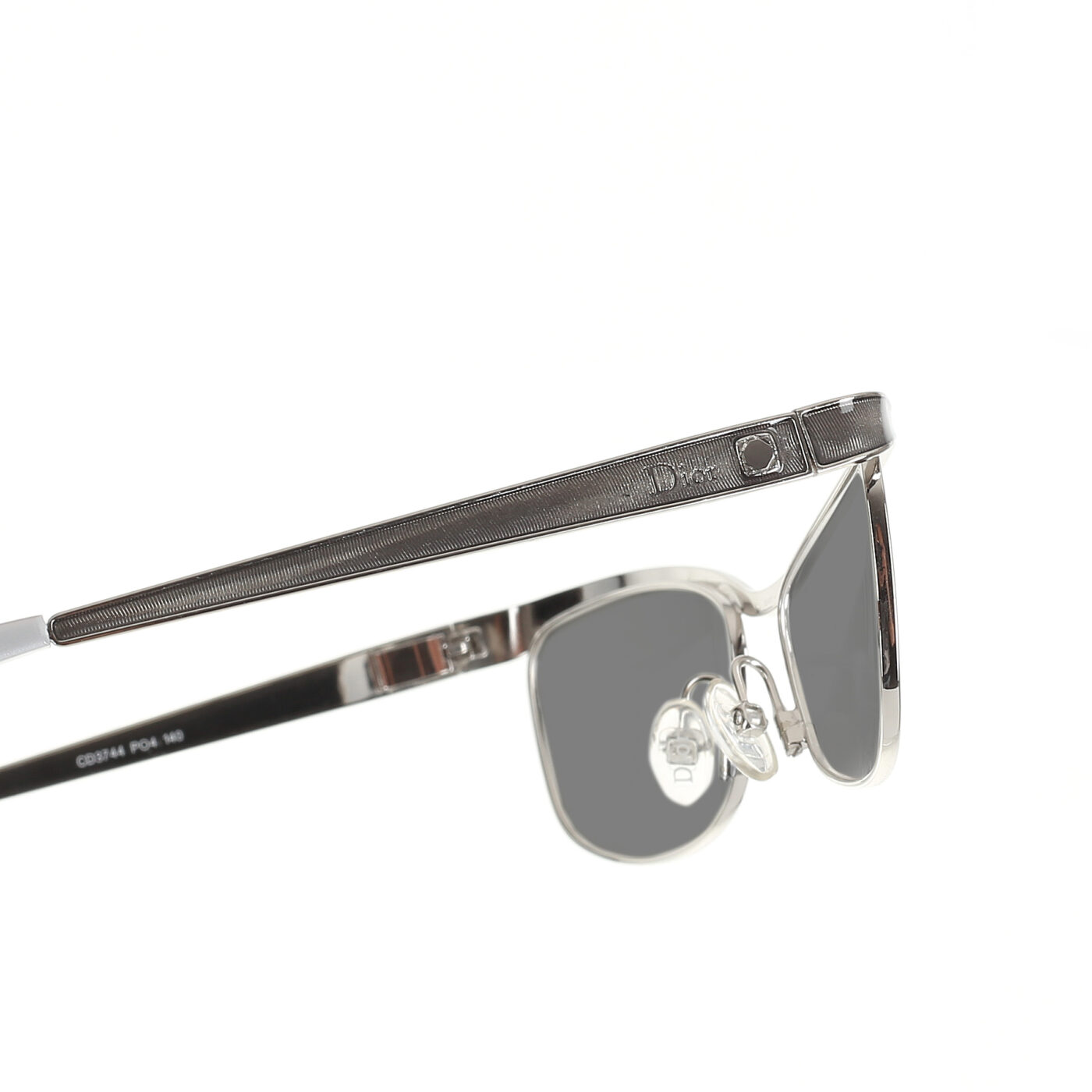 Christian Dior '00s Silver Rectangular Sunglasses with Black Lenses - Image 3