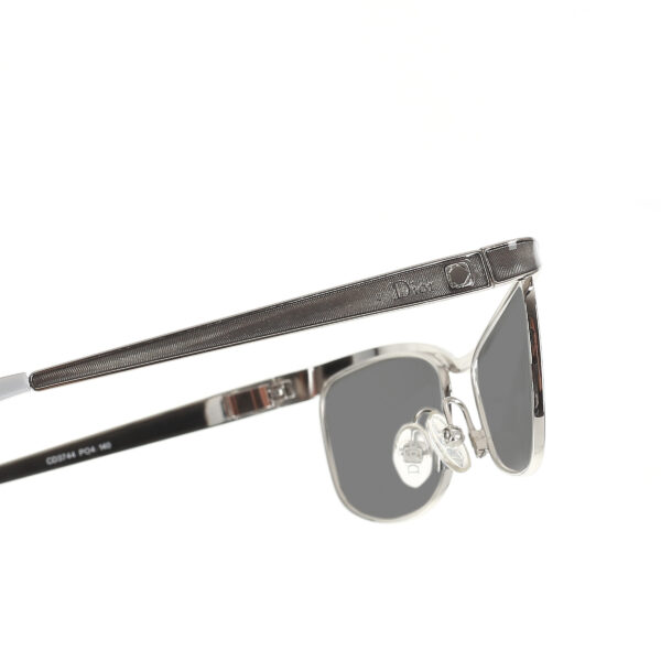 Christian Dior '00s Silver Rectangular Sunglasses with Black Lenses - Image 3
