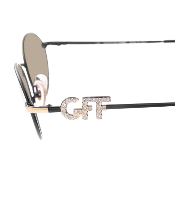 Gianfranco Ferre 00s Black Oval & Crystals Sunglasses with Brown Lenses - Image 3