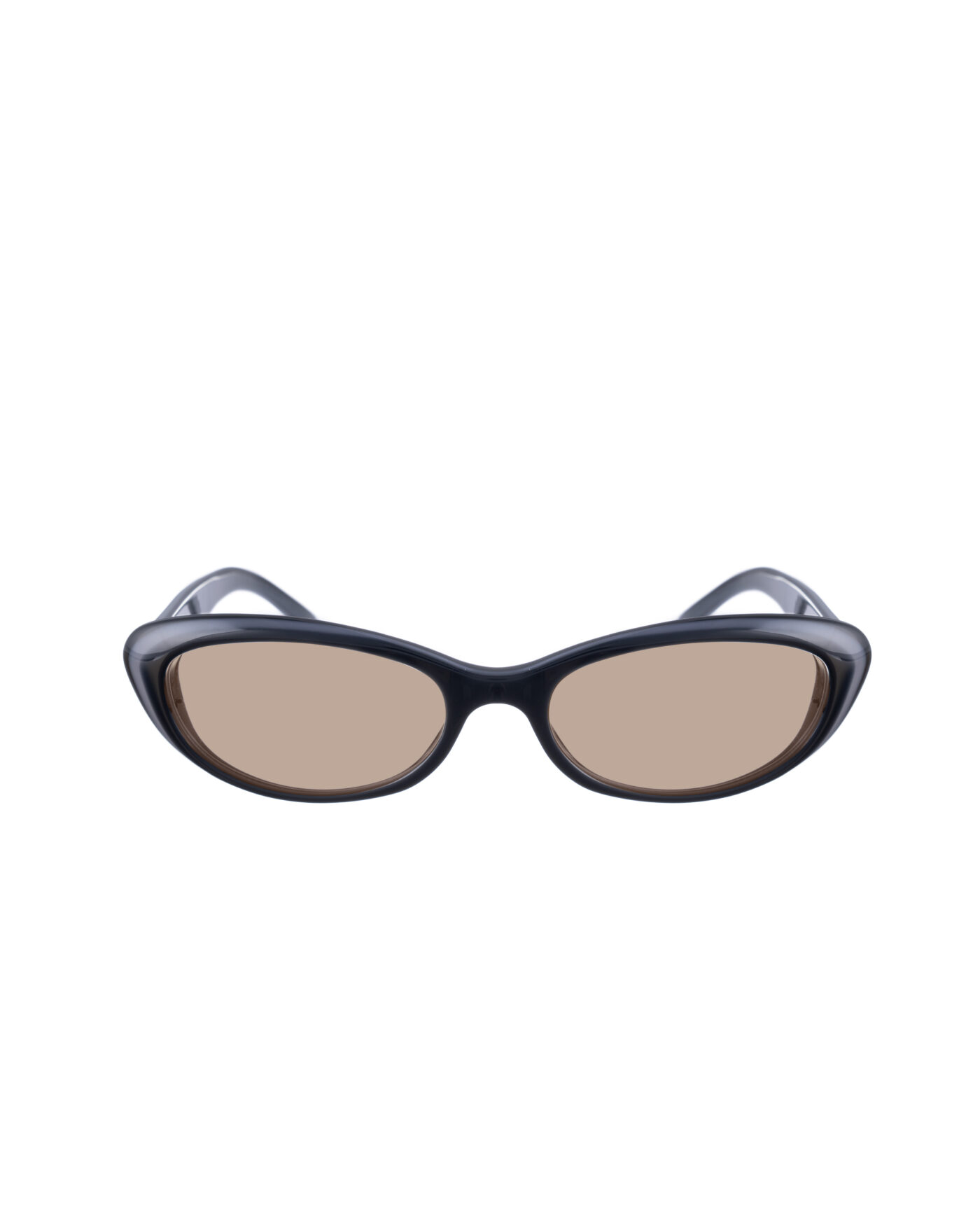 Gucci 00s Black & Grey Cat Eye Sunglasses with Crystal Hearts with Brown Lenses - Image 2
