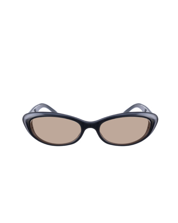 Gucci 00s Black & Grey Cat Eye Sunglasses with Crystal Hearts with Brown Lenses - Image 2
