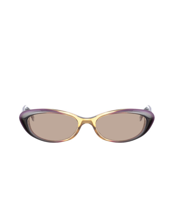 Gucci 00s Brown & Violet Cat Eye Sunglasses with Heart Details with Brown Lenses - Image 2