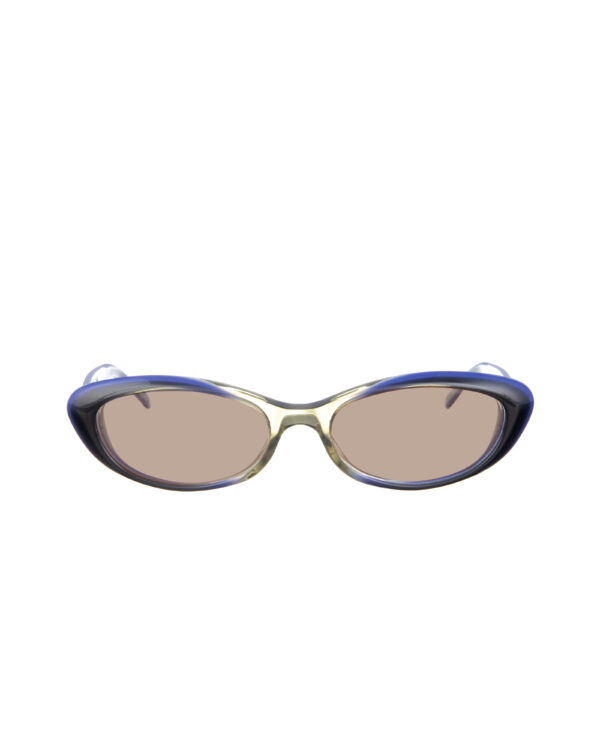 Gucci 00s Navy Cat Eye Sunglasses with Crystal Hearts with Brown Lenses - Image 2