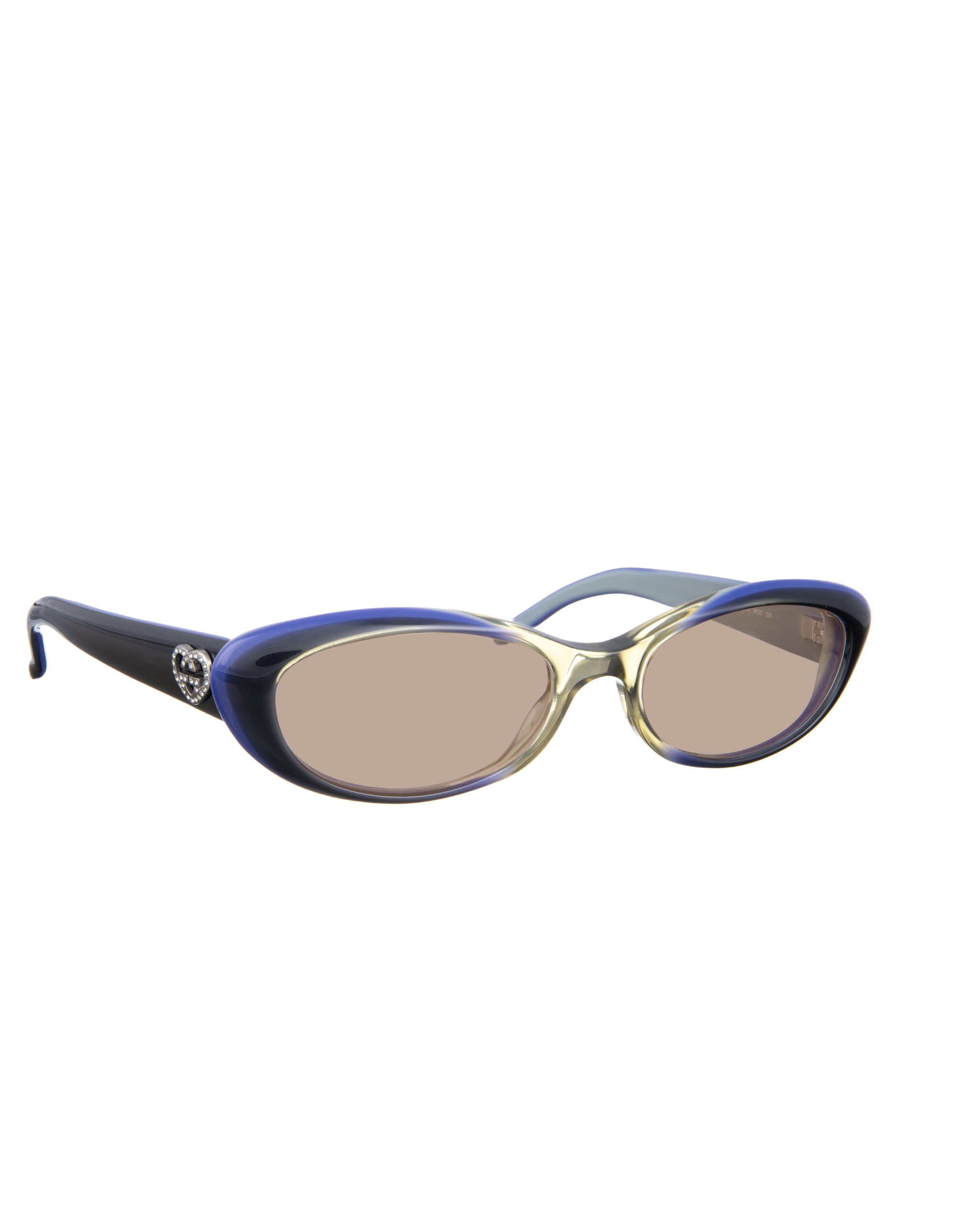 GG 3515 WOC-2 -6 Gucci 00s Navy Cat Eye Sunglasses with Crystal Hearts with Brown Lenses - Image 1