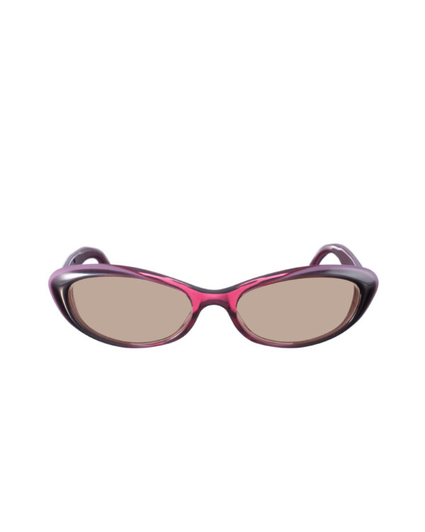 Gucci 00s Burgundy Violet Cat Eye Sunglasses With Heart Details with Brown Lenses - Image 2