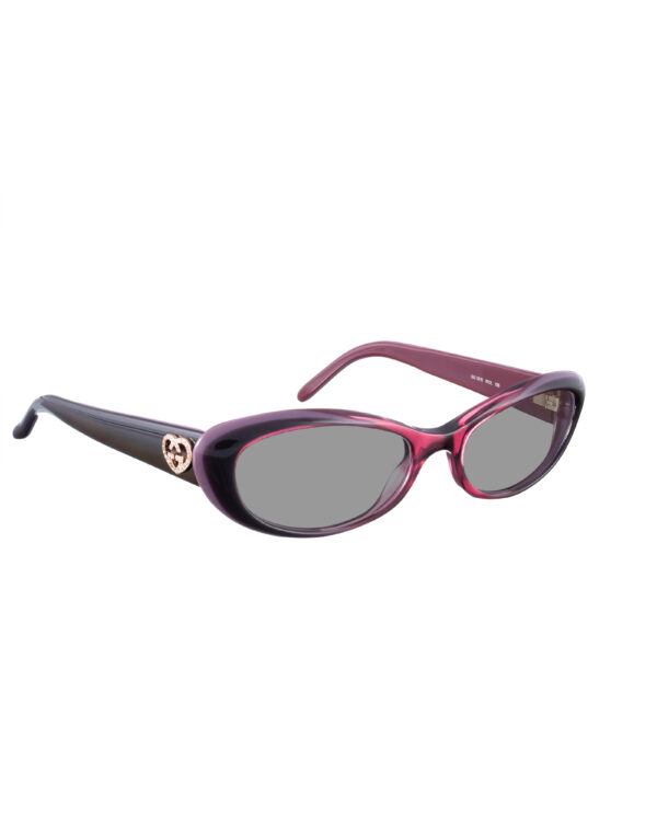 Gucci 00s Burgundy Violet Cat Eye Sunglasses With Heart Details with Black Lenses