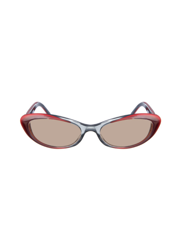 Gucci 00s Black & Red Cat Eye Sunglasses with Crystal Hearts with Brown Lenses - Image 2