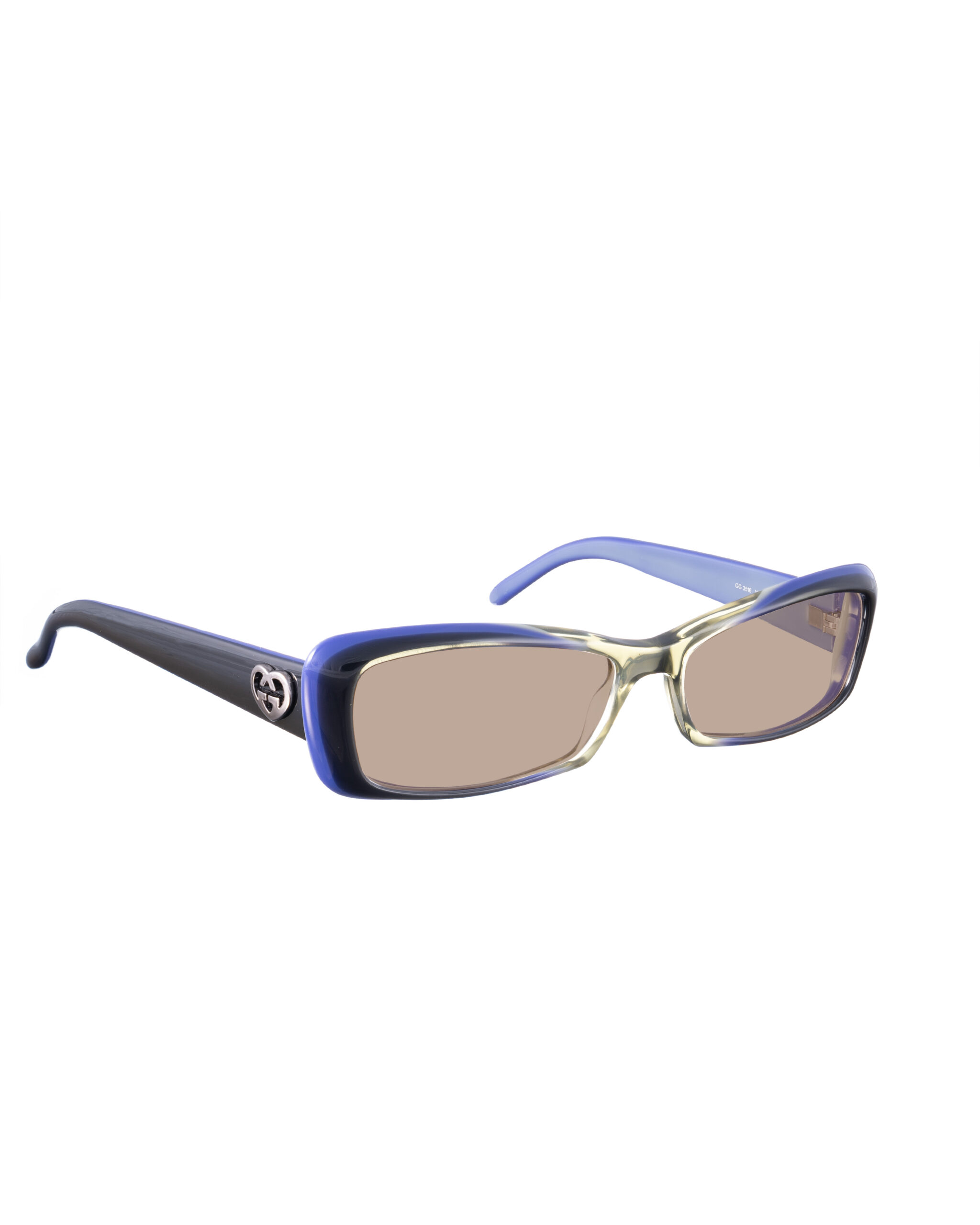 GG 3516 WOC - 2 -5 Gucci 00s Cat Eye Grey and Navy Sunglasses with Brown Lenses - Image 1