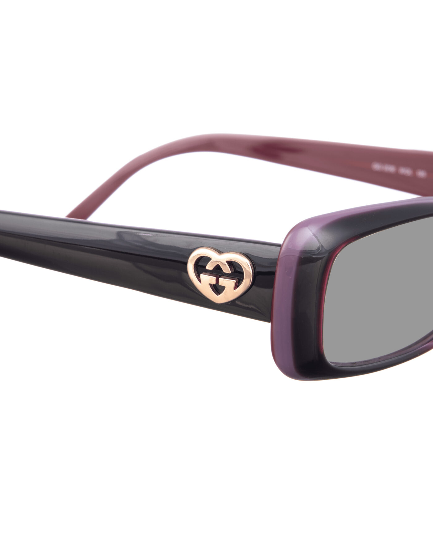 Gucci 00s Violet Burgundy Cat Eye Sunglasses With Heart Details with Black Lenses - Image 3