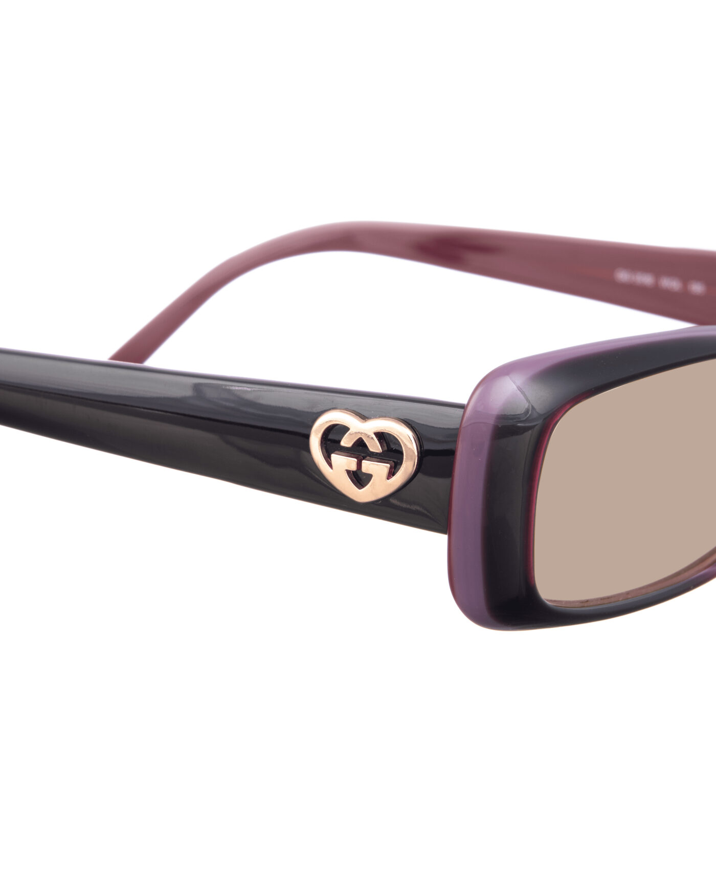 Gucci 00s Violet Burgundy Cat Eye Sunglasses With Heart Details with Brown Lenses - Image 3