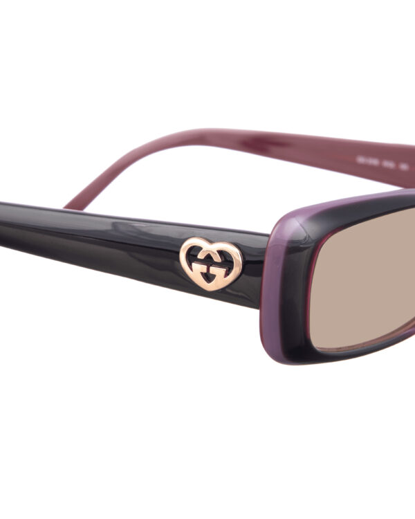 Gucci 00s Violet Burgundy Cat Eye Sunglasses With Heart Details with Brown Lenses - Image 3
