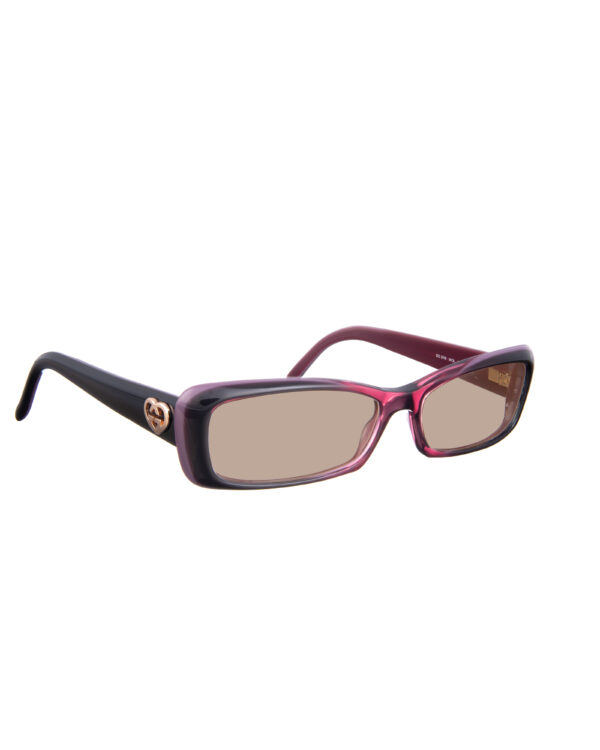 Gucci 00s Violet Burgundy Cat Eye Sunglasses With Heart Details with Brown Lenses
