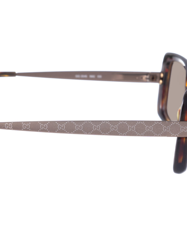 Gucci 00s Havana Rectangular Monogram Sunglasses with Brown Lenses - Image 3